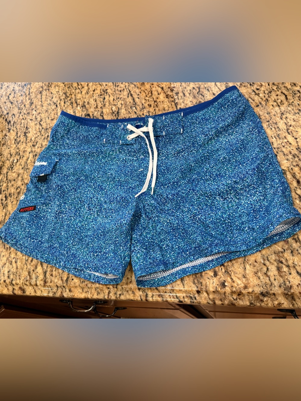 Maui Rippers Women’s Blue board swim Shorts with Drawstring